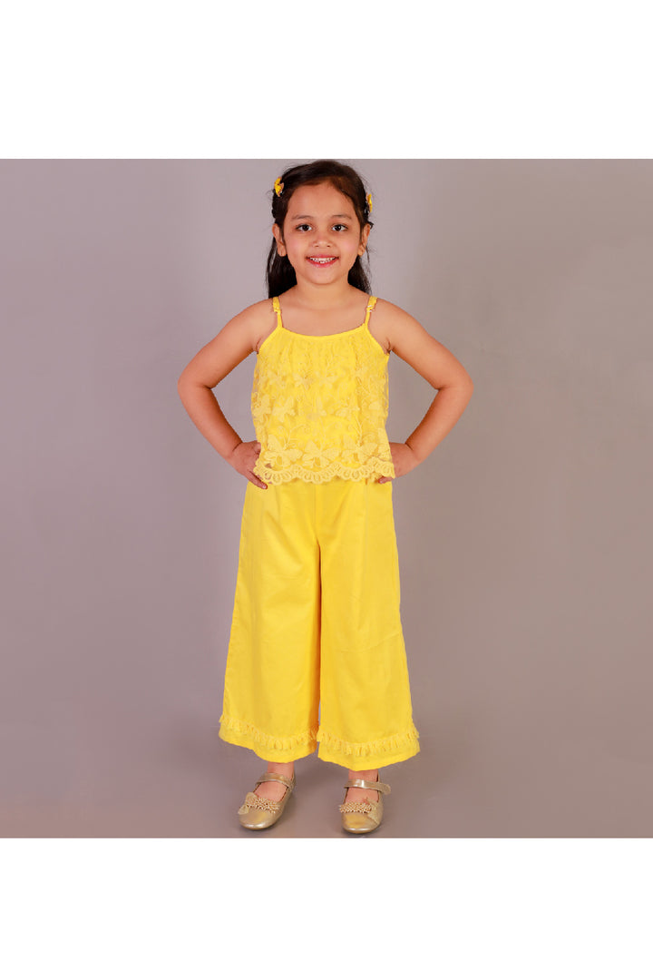 Yellow Butterfly Detailing Sleeveless Jumpsuit