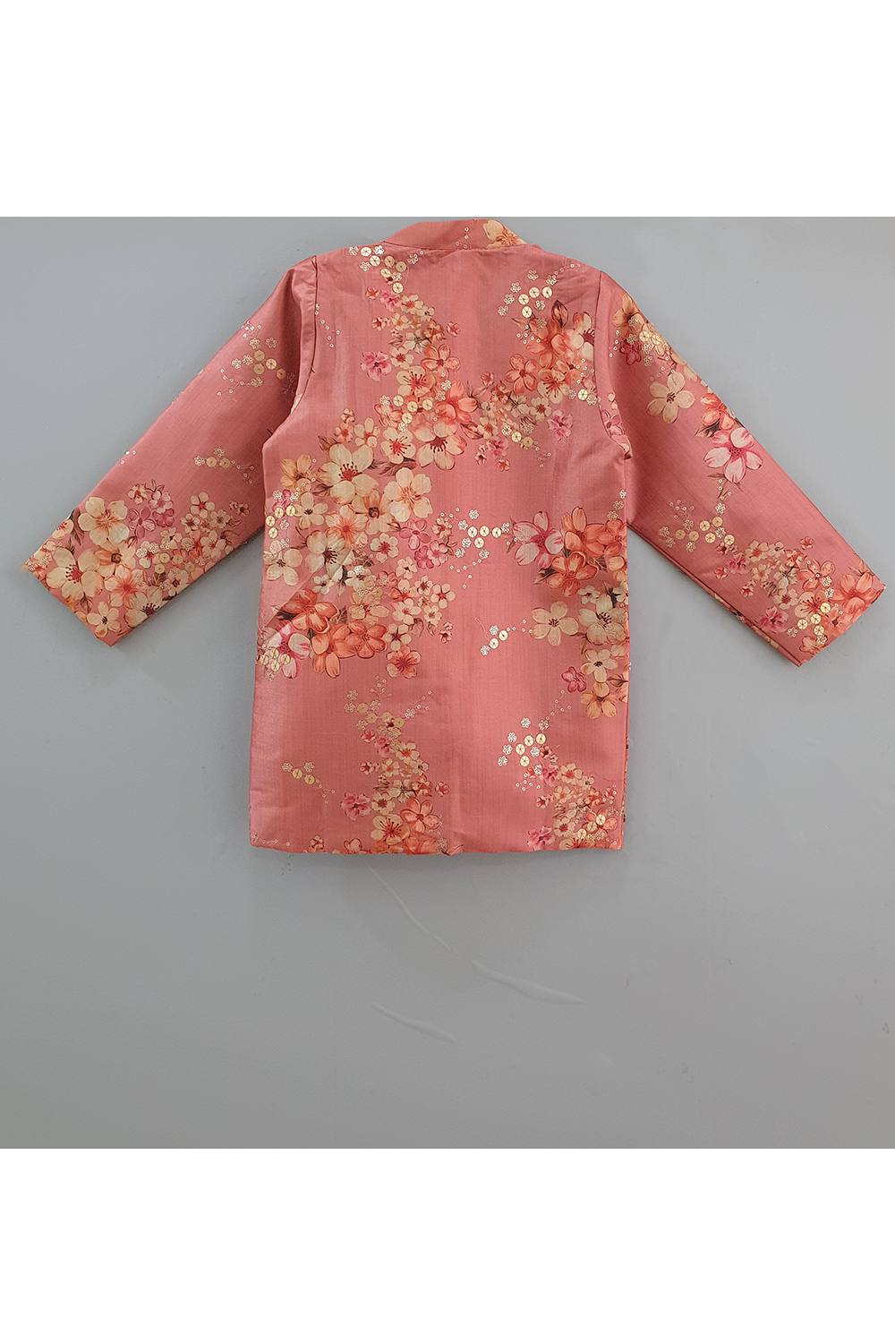 Light wine floral printed sherwani with dhoti