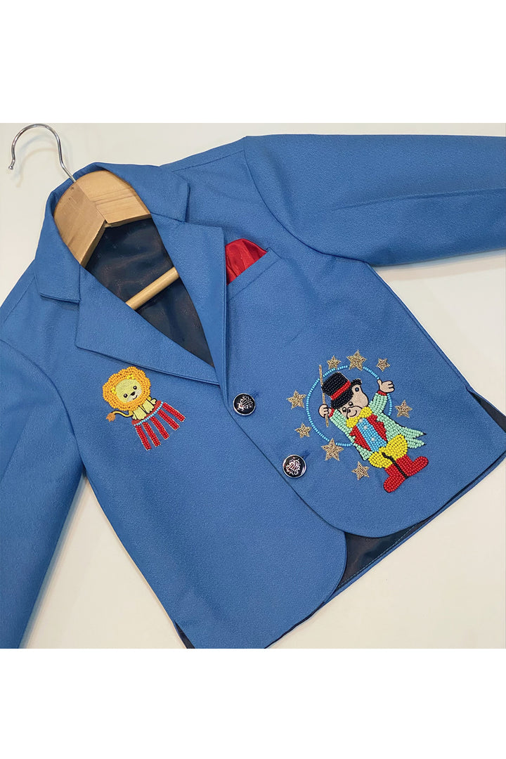Personalised blue circus theme embroidered coat