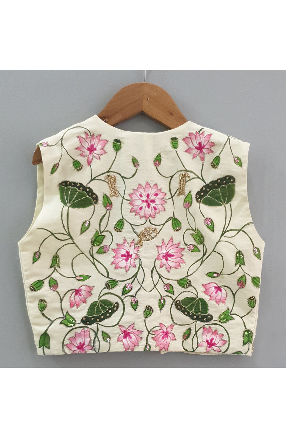 Off White Sequins Embroidered Bandi