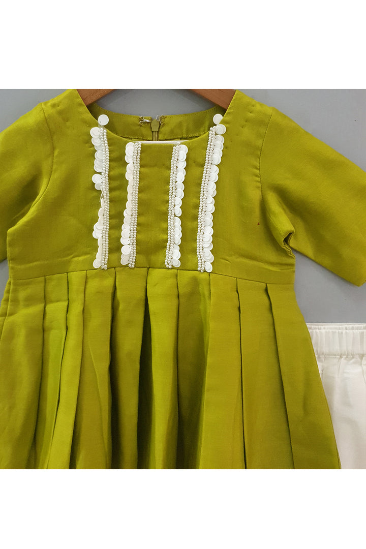 Lime green box pleated peplum top with pyjama