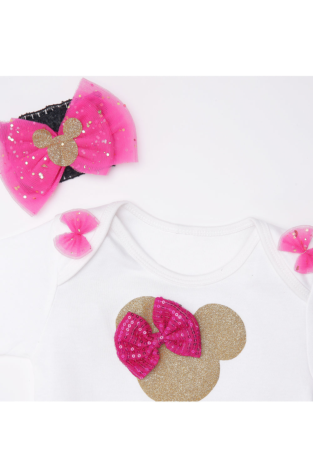 Pink minnie bodysuit with tutu skirt and hairband