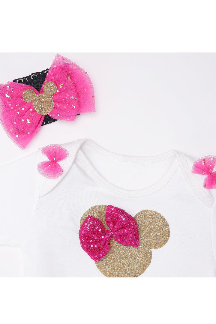 Pink minnie bodysuit with tutu skirt and hairband