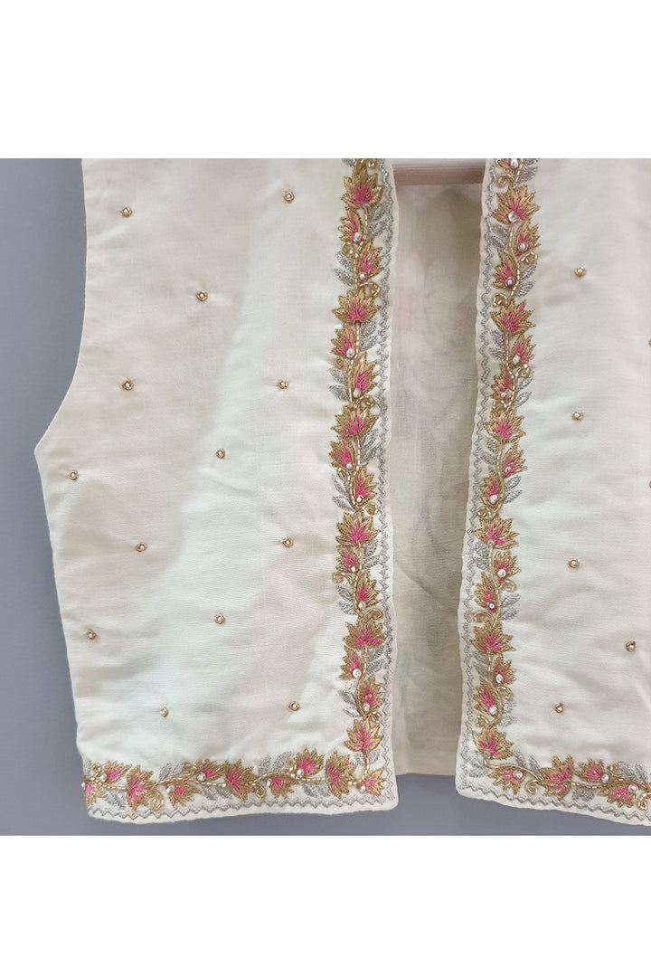 Off White Sequins Embroidered Bandi