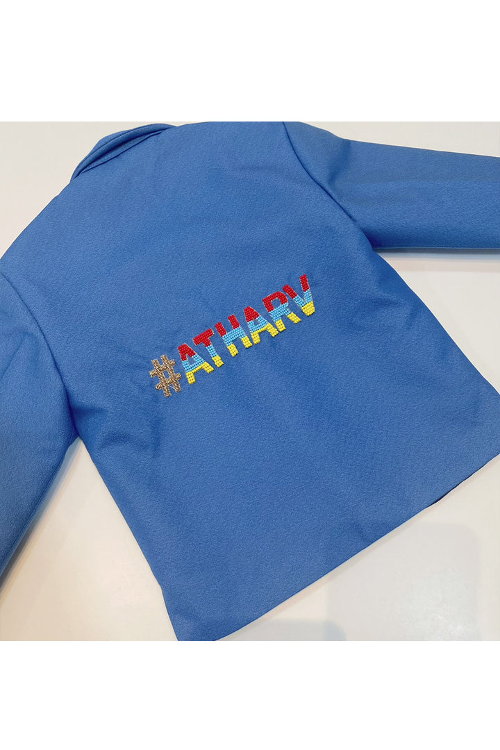 Personalised blue circus theme embroidered coat