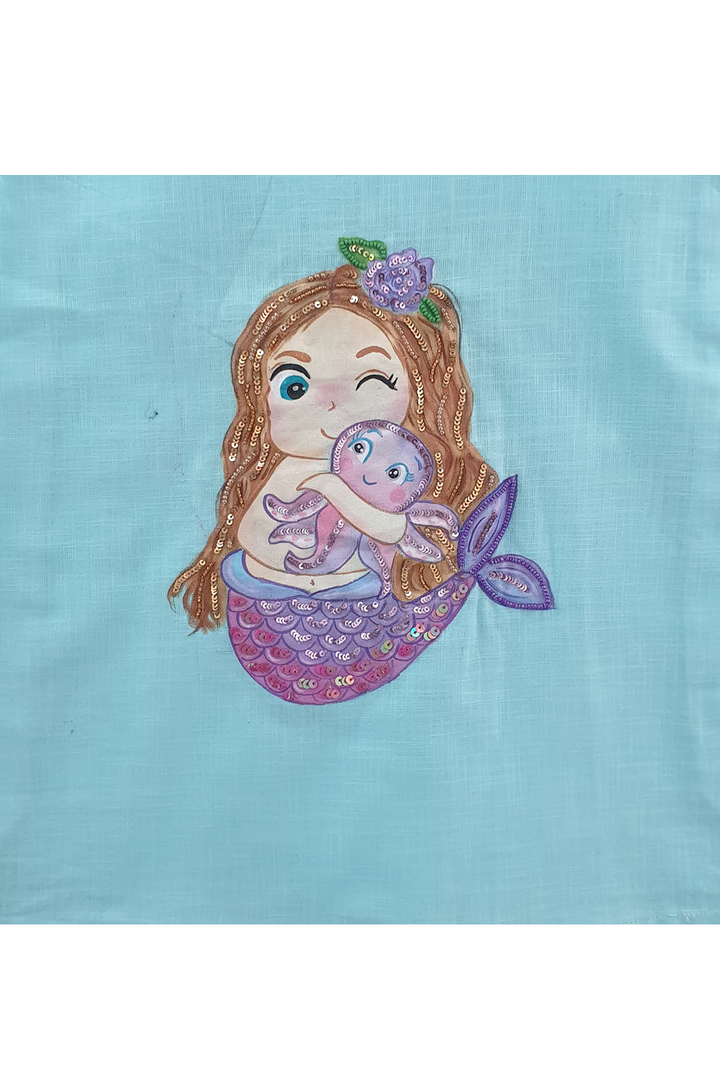 Hand painted blue mermaid frock