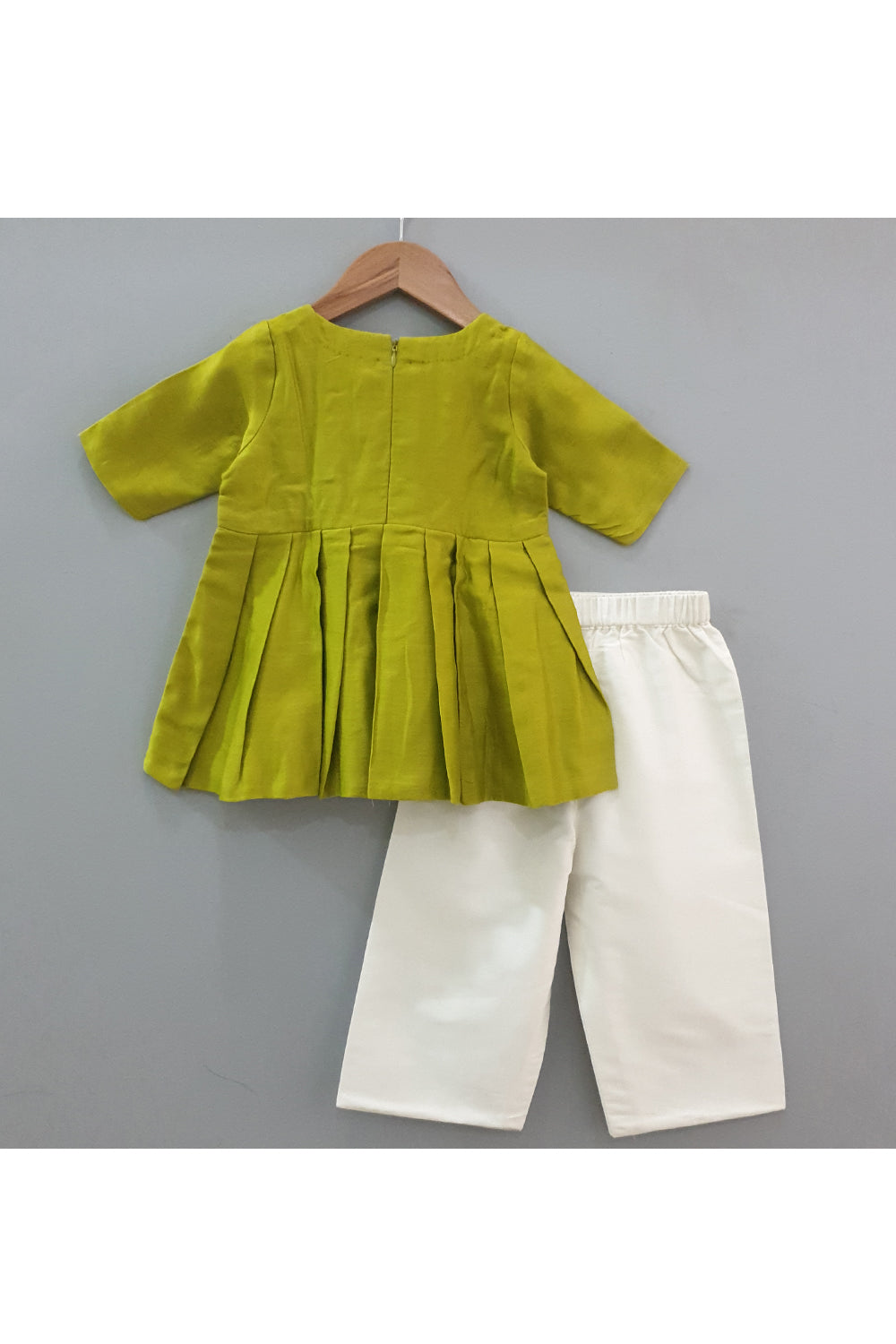 Lime green box pleated peplum top with pyjama