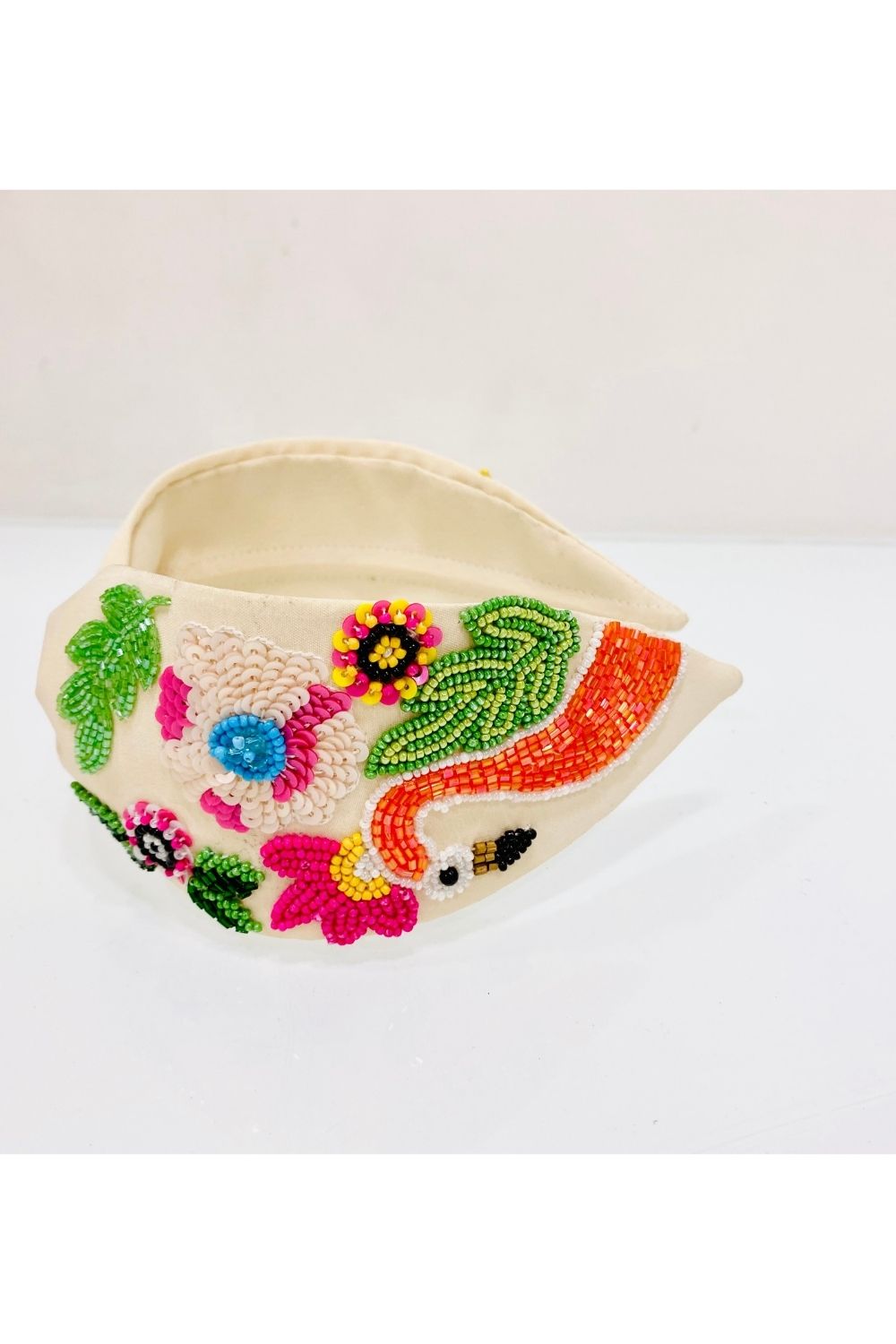 Cream flamingo pure crepe hairband