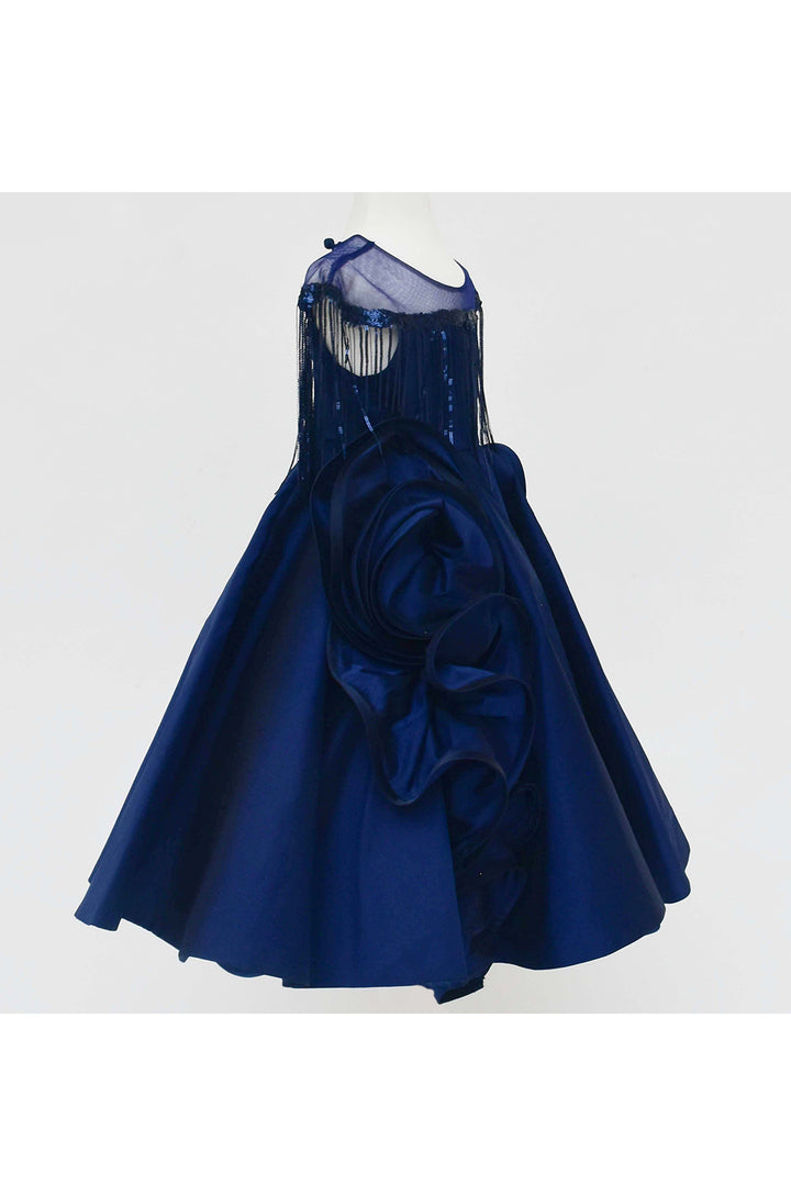 Dark blue silk gown