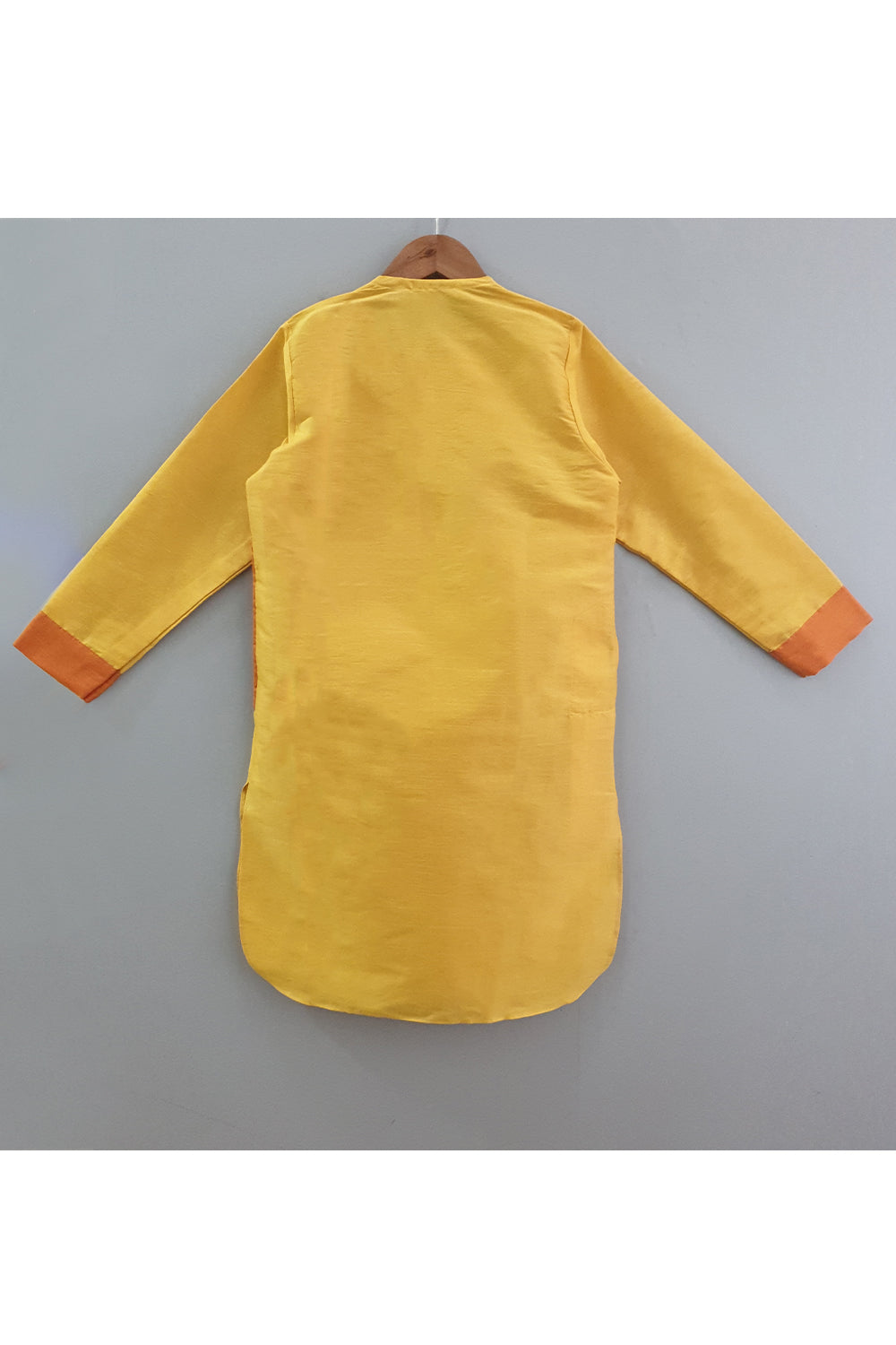 Yellow hand embroidered and painted birdcage kurta and pyjama