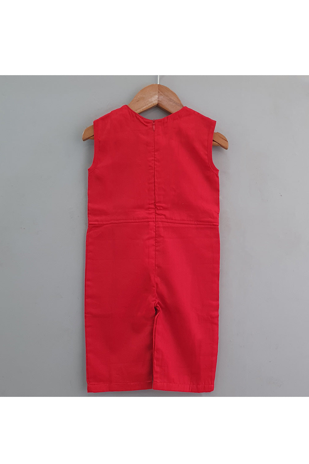Red Sequins Embroidered Sleeveless Jumpsuit