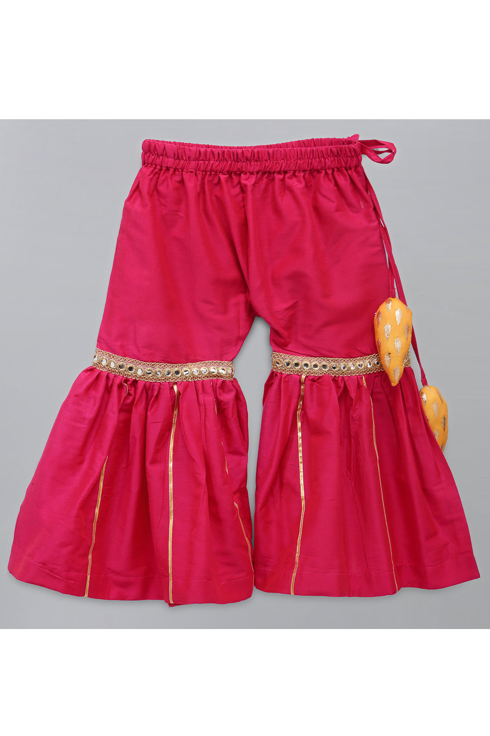 Yellow Zari Embroidered Kurta With Pink Sharara Set
