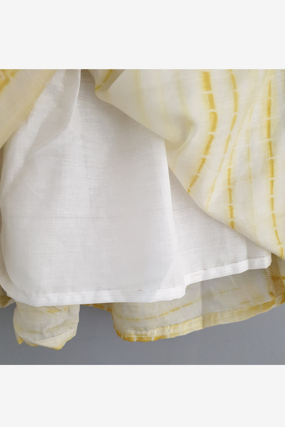 Yellow abla work top and shibori print ghaghra