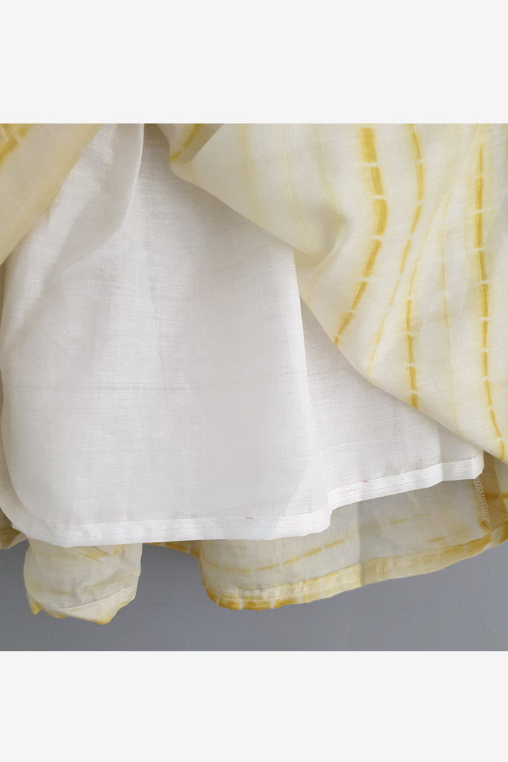 Yellow abla work top and shibori print ghaghra