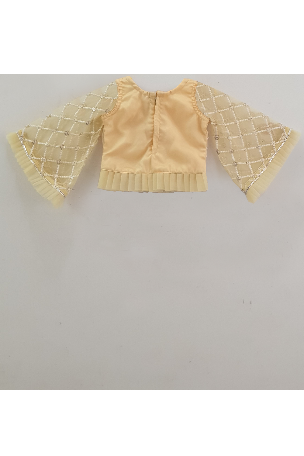 Pastel yellow embroidered work choli and lehenga