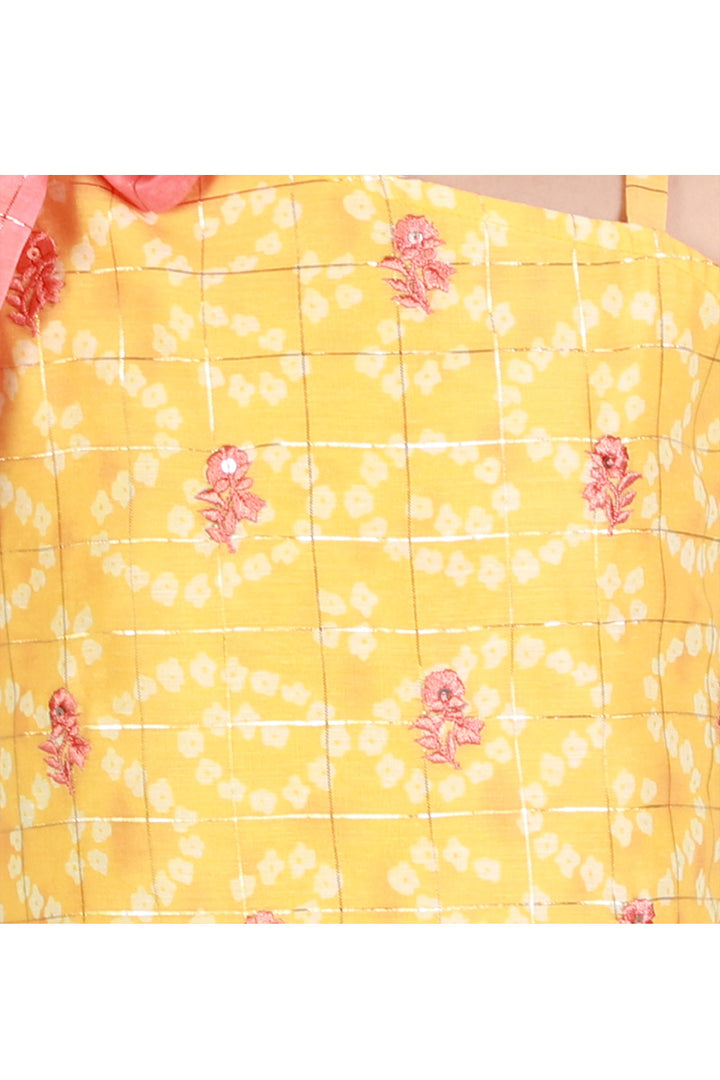 Yellow And Pink Printed Chanderi Kurta With Sharara Set