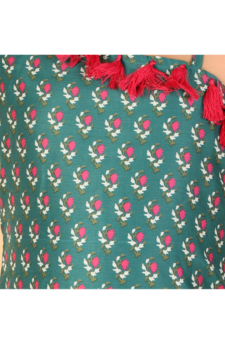 Mint Green Lace Detailing Kurta With Sharara Set