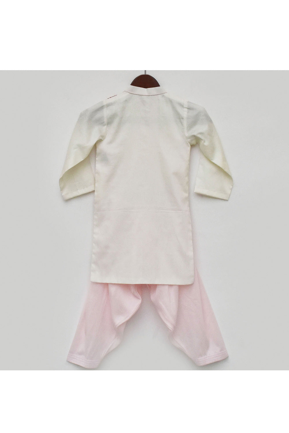 Off White Embroidered Motif Cotton Silk Kurta With Salwar Set