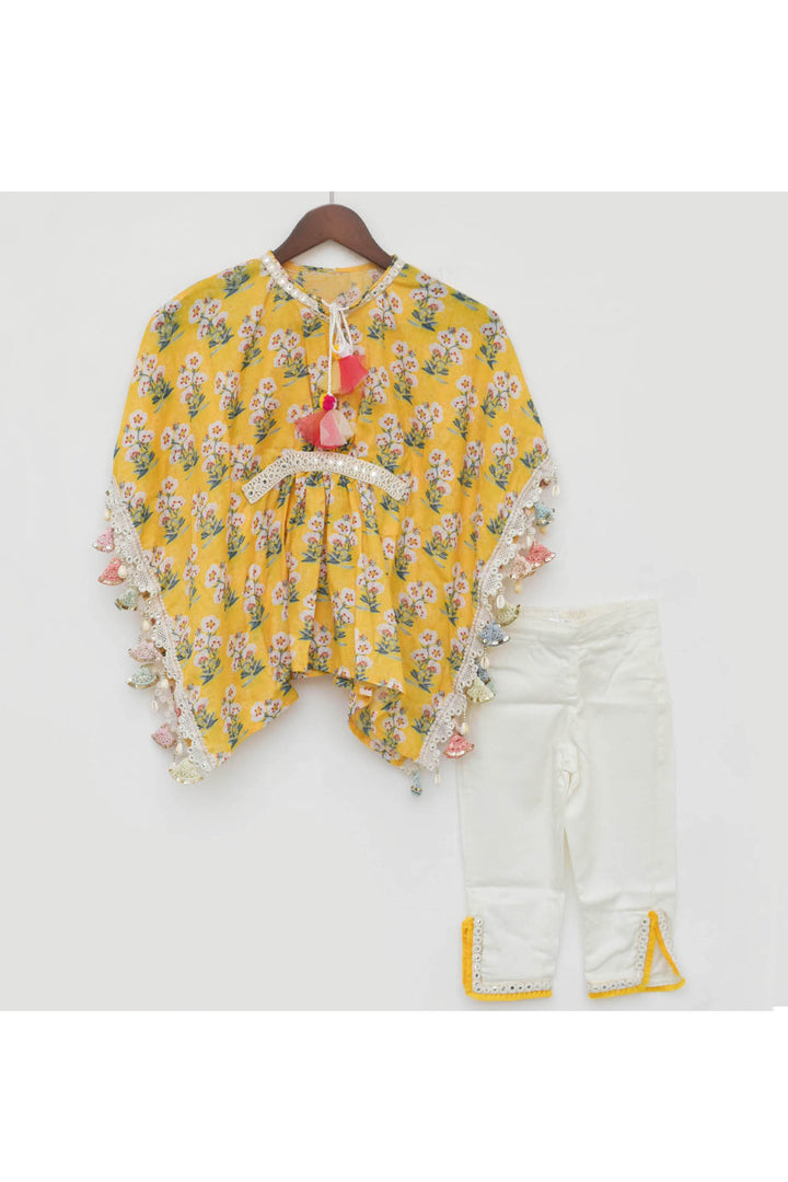 Floral Printed Cotton Kaftan And Pant Set