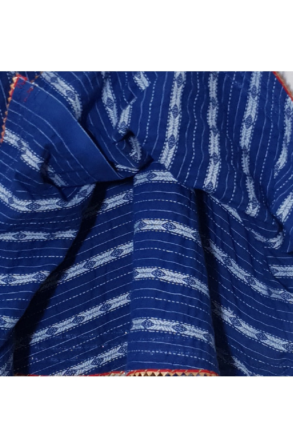 Dark Blue Printed And Lace Detailing Anarkali Kurta With Pyjama Set