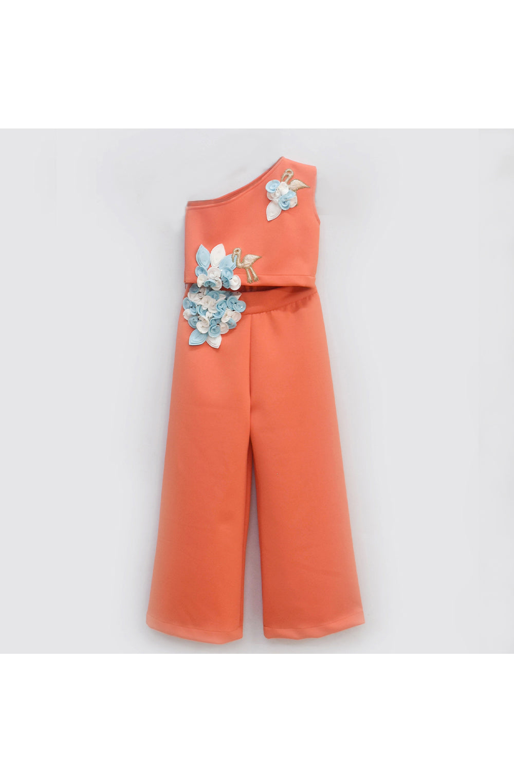 Orange flower crop top with pant