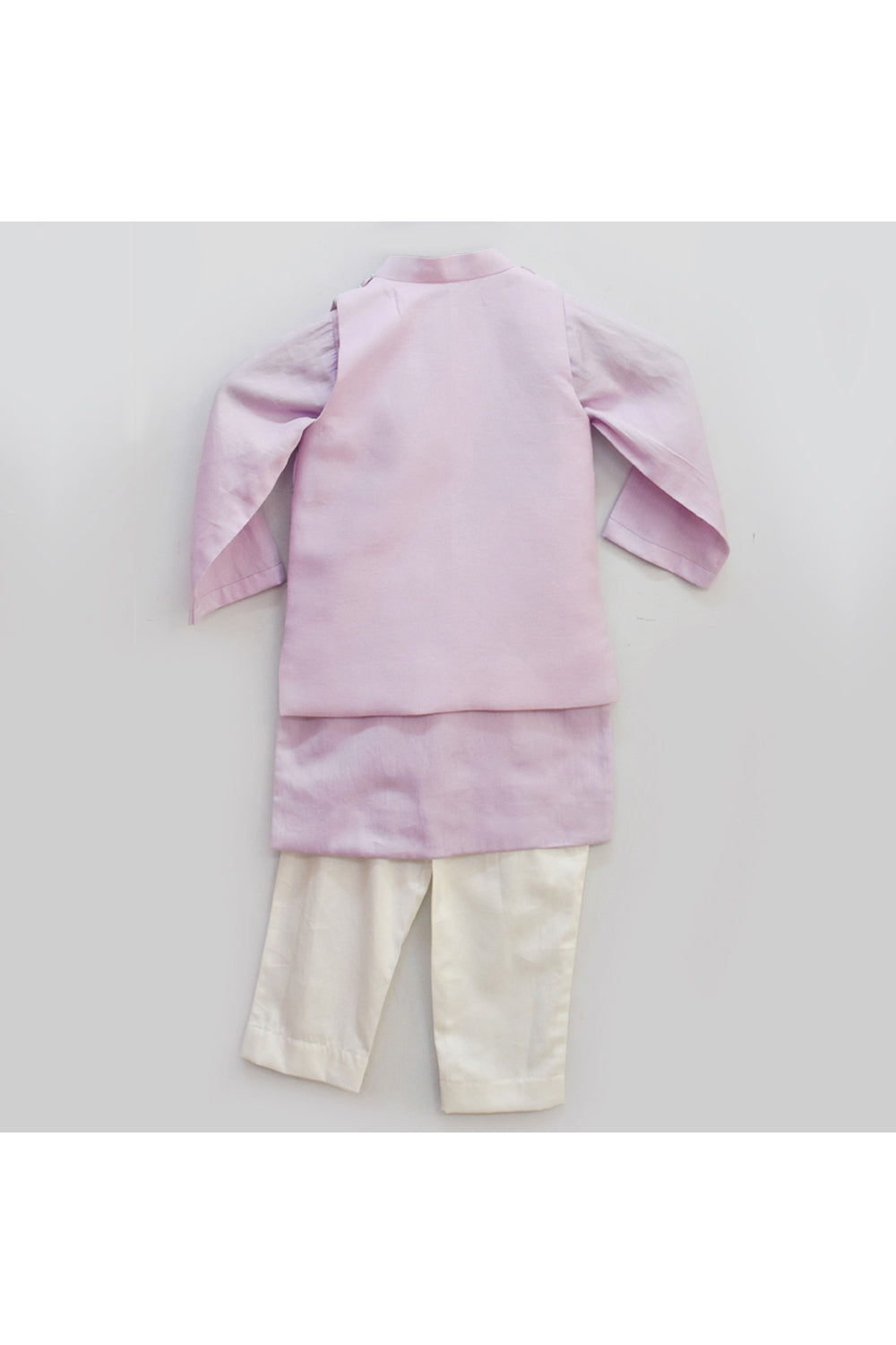 Lilac mirror work jacket with kurta and pant
