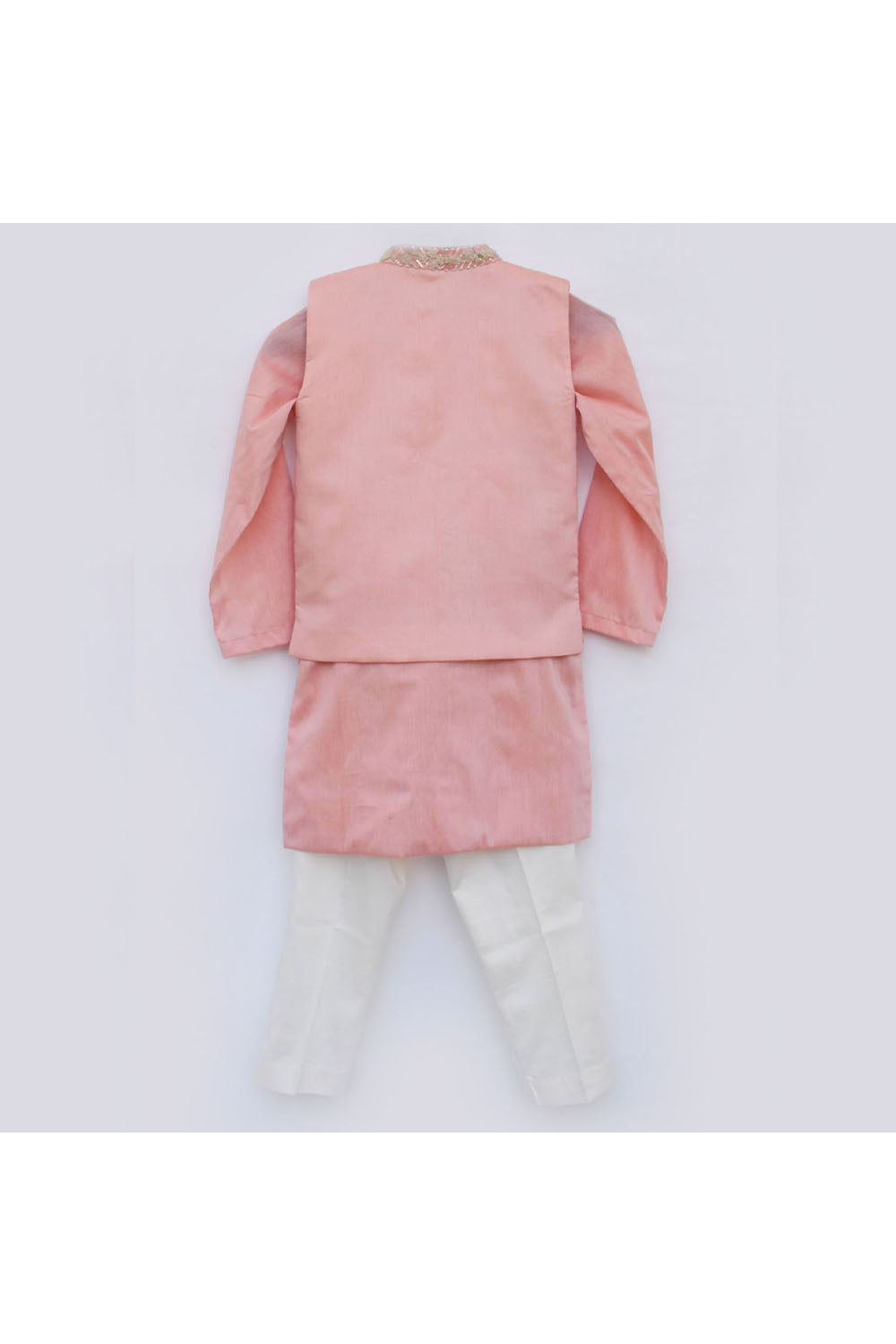 Peach gota patti work jacket with kurta and pant