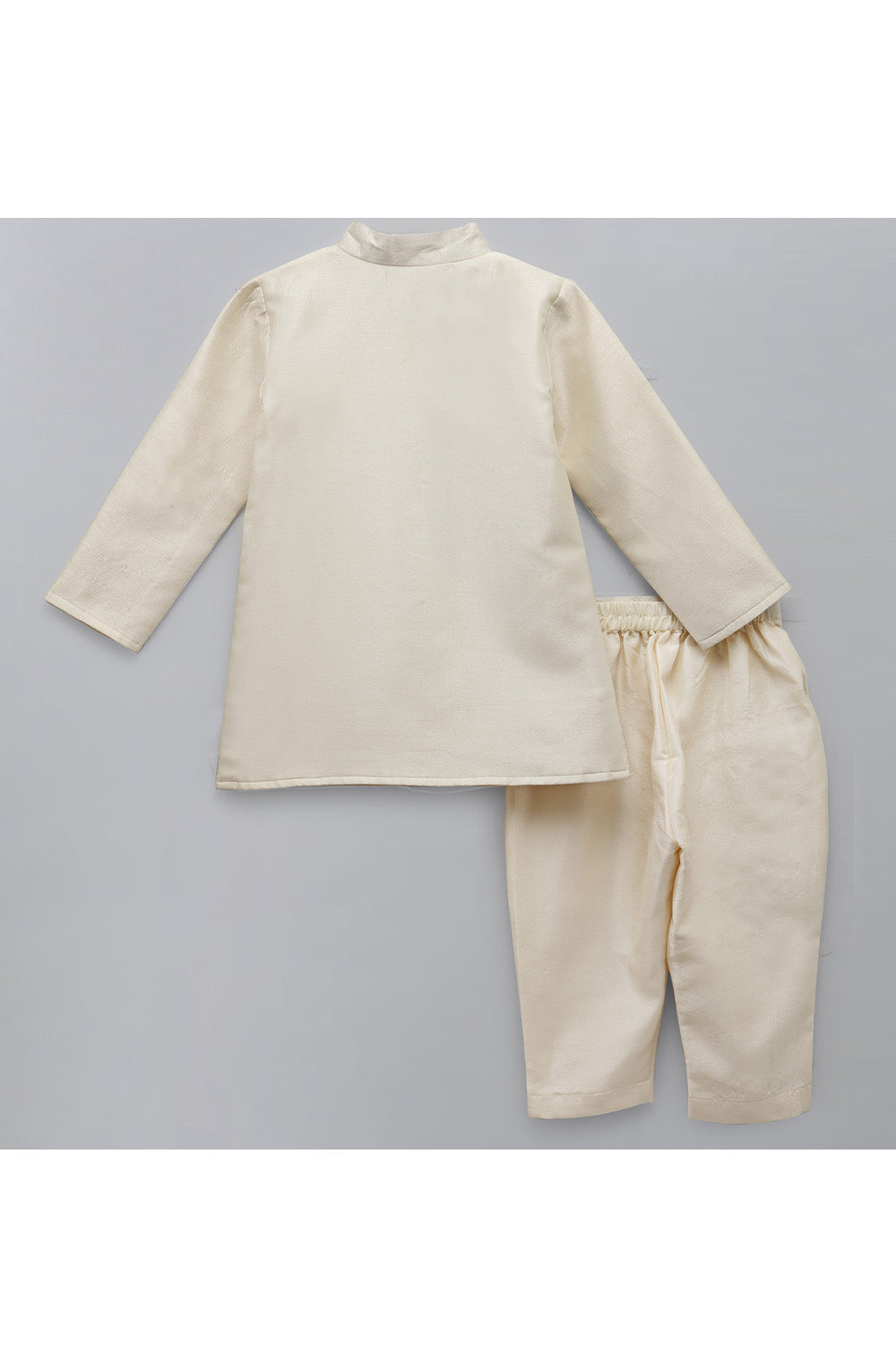 Off White Silk Embroidered Bandhgala With Pyjama