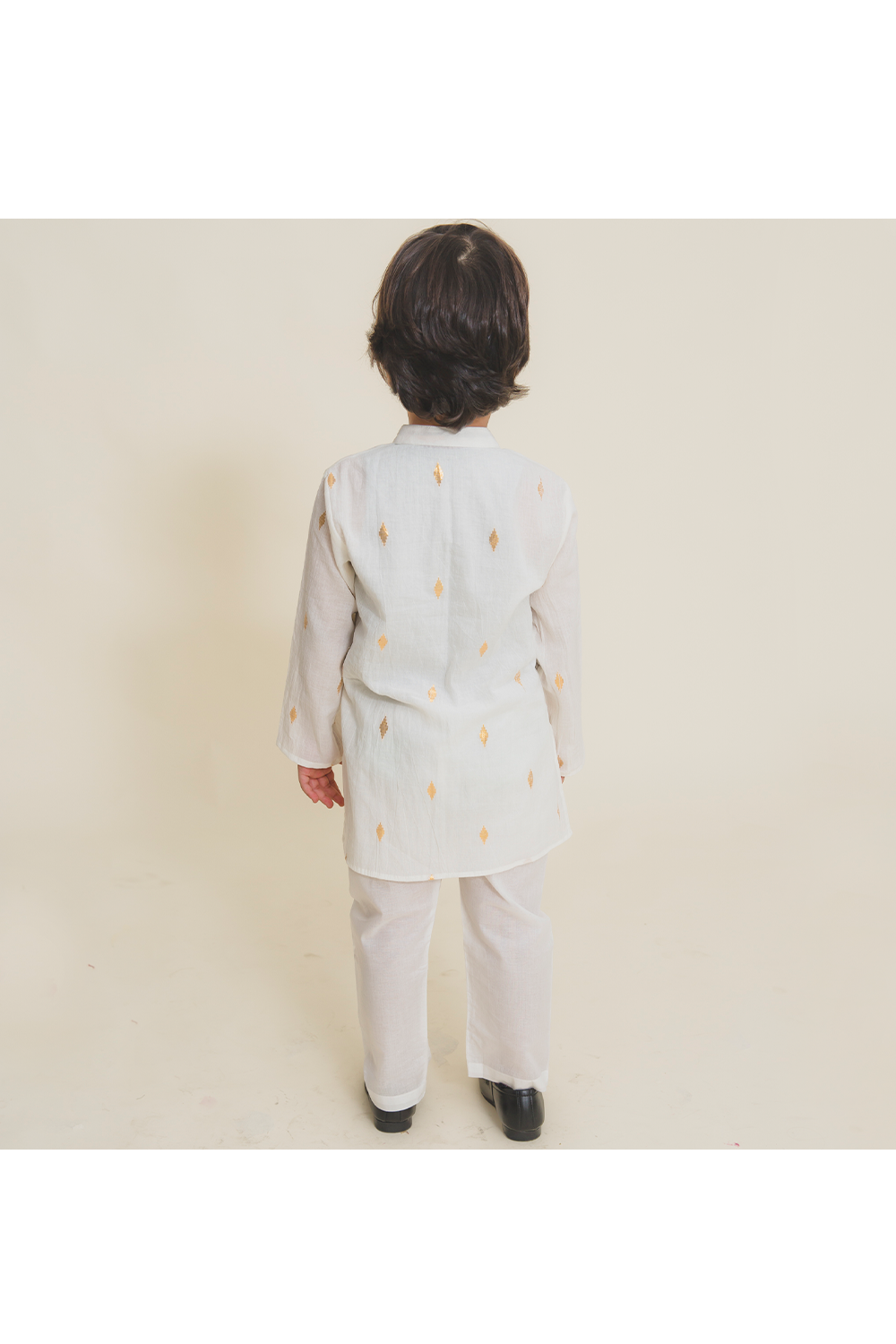 White and gold print kurta