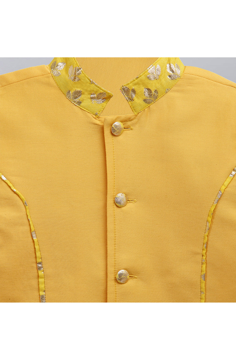 Mustard yellow Silk Bandhgala And Pyjama Set